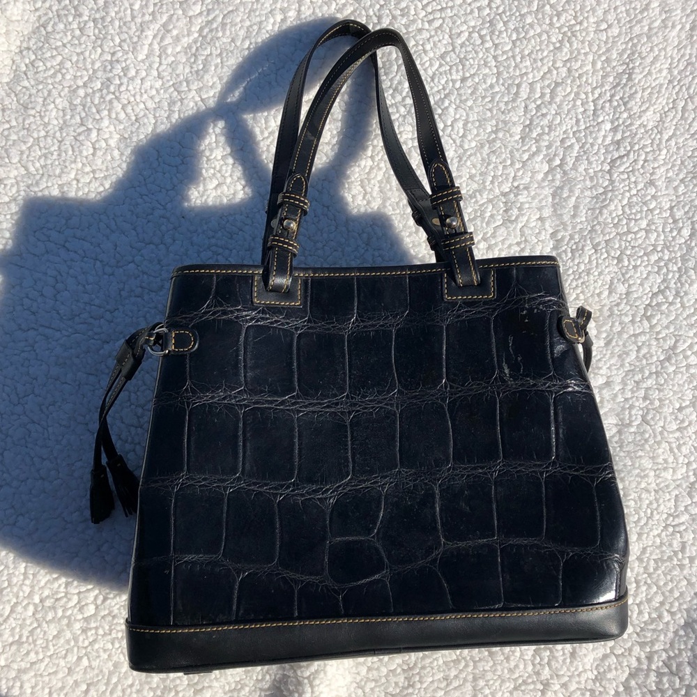 Dooney & Bourke Croc Embossed Leather Tote Bag & Coin Purse Black - Picture 2 of 16